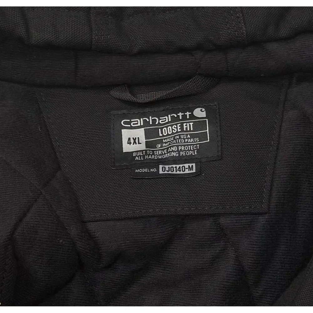 Carhartt J0140 Jacket 4XL Black Duck Canvas‎ Insulated Quilted Lined Work Coat